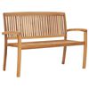 vidaXL Stacking Garden Bench with Cushion 128.5 cm Solid Teak Wood