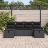 vidaXL Garden Sofa Set with Cushion 6 pcs Black Poly rattan