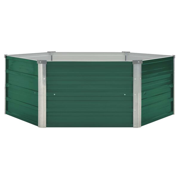 vidaXL Raised Garden Bed 129x129x45 cm Galvanised Steel Green