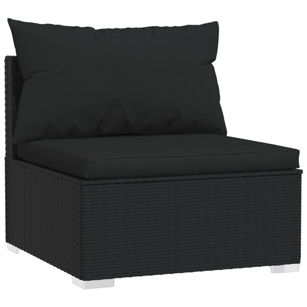vidaXL 3 Piece Garden Lounge Set with Cushions Poly Rattan Black