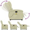 vidaXL Electric Stand up Massage Recliner Chair Cream Real Leather