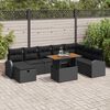 vidaXL Garden Sofa Set with Cushion 9 pcs Black Poly Rattan
