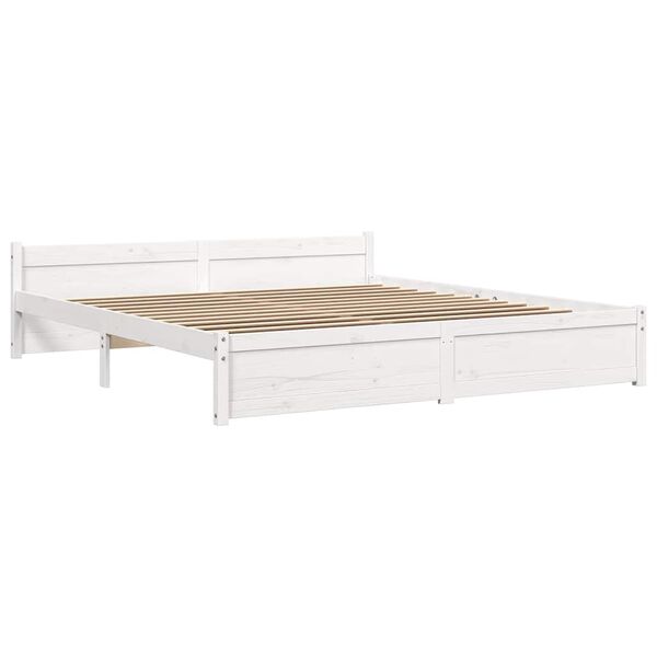 vidaXL Bed Frame without Mattress White Solid Wood 180x200 cm Super King