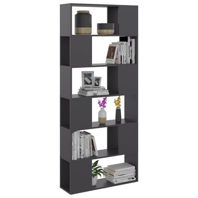 vidaXL Book Cabinet Room Divider Grey 80x24x186 cm Engineered Wood