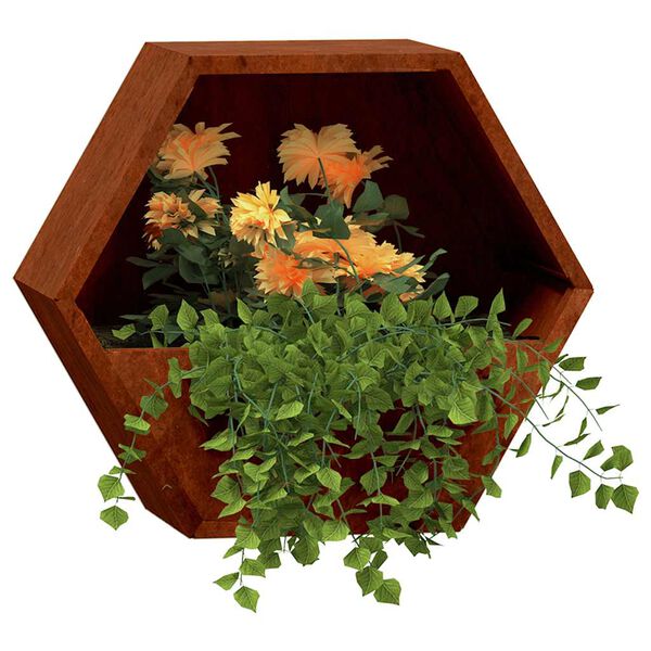 vidaXL Wall Planters 2 pcs Rusty Corten Steel 30x10x25 cm