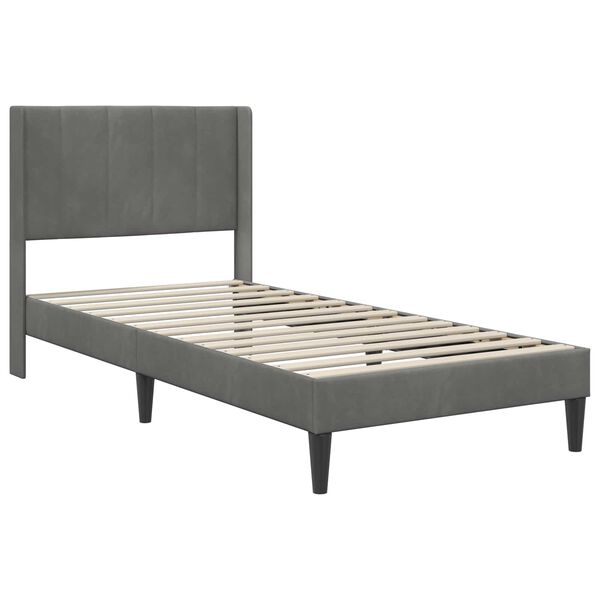 vidaXL Bed Frame with Mattress Dark Grey 90 x 190 cm Velvet