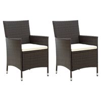 vidaXL Garden Chairs with Cushions 2 pcs Poly Rattan Brown