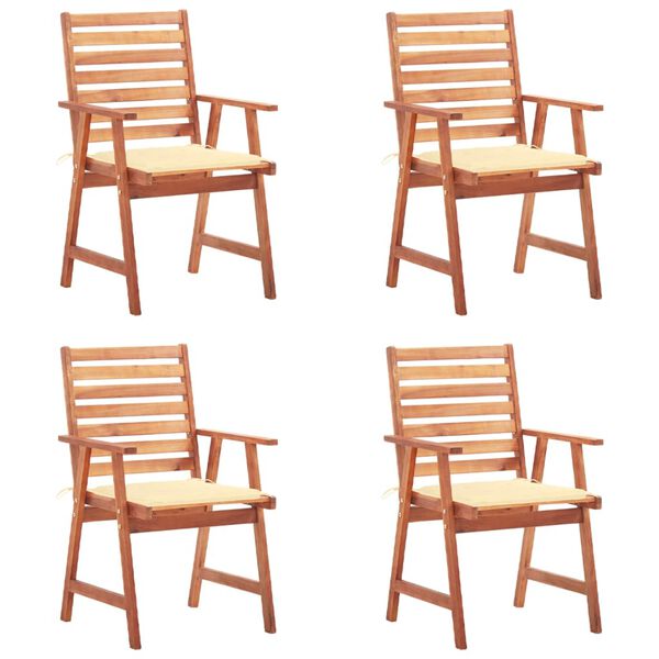 vidaXL Outdoor Dining Chairs 4 pcs with Cushions Solid Acacia Wood