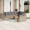 vidaXL 11 Piece Garden Sofa Set with Cushions Beige Poly Rattan
