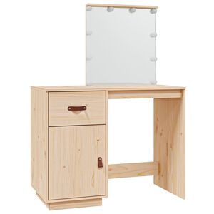 vidaXL Dressing Table with LED 95x50x133.5 cm Solid Wood Pine