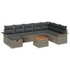 vidaXL Garden Sofa Set with Cushion 9 pcs Grey Poly rattan