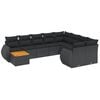 vidaXL 10 Piece Garden Sofa Set with Cushions Black Poly Rattan