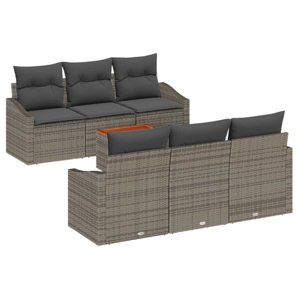 vidaXL Garden Sofa Set with Storage 7 pcs Grey Poly Rattan