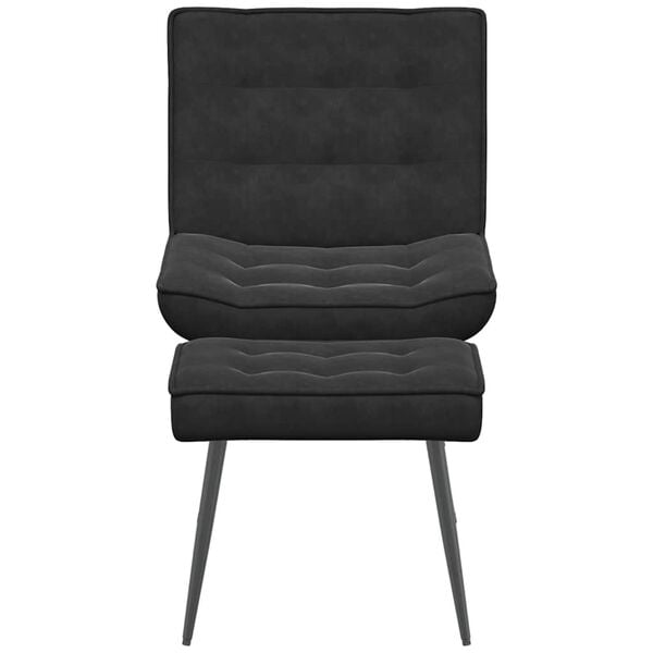 vidaXL Relaxing Chair with Stool Black Velvet