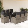 vidaXL 9 Piece Garden Dining Set with Cushions Grey Poly Rattan
