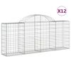 vidaXL Arched Gabion Baskets 12 pcs 200x30x80/100 cm Galvanised Iron