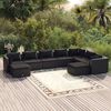 vidaXL 9 Piece Garden Lounge Set with Cushions Poly Rattan Black