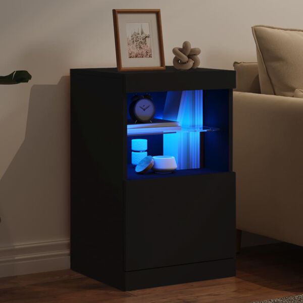 vidaXL Sideboard with LED Lights Black 41x37x67 cm