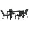 vidaXL Garden Dining Set 5 pcs Black Powder-coated Steel