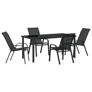 vidaXL Garden Dining Set 5 pcs Black Powder-coated Steel