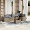 vidaXL 7 Piece Garden Sofa Set with Cushions Beige Poly Rattan