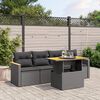 vidaXL 5 Piece Garden Sofa Set with Cushions Black Poly Rattan