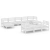 vidaXL 11 Piece Garden Lounge Set White Solid Wood Pine
