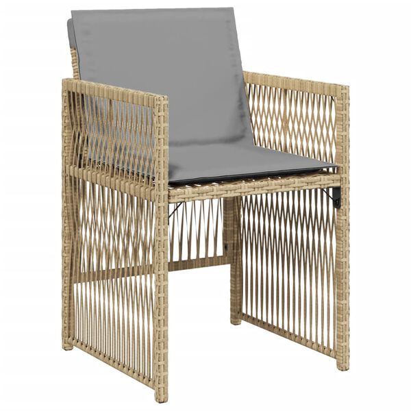vidaXL Garden Chairs with Cushions 4 pcs Mix Beige Poly Rattan