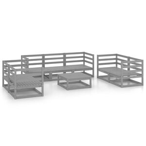 vidaXL 8 Piece Garden Lounge Set Grey Solid Pinewood