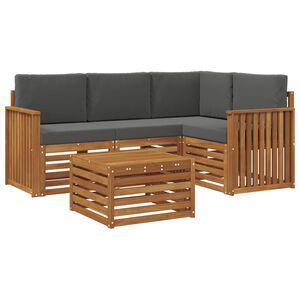 vidaXL Outdoor Sofa Set 5 pcs Natural and Anthracite Polyester