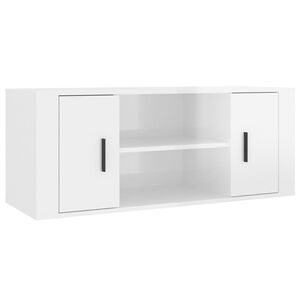 vidaXL TV Cabinet High Gloss White 100x35x40 cm Engineered Wood