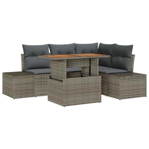 vidaXL Garden Sofa Set with Storage 5 pcs Grey Poly rattan