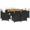 vidaXL 9 Piece Garden Dining Set with Cushions Poly Rattan Black
