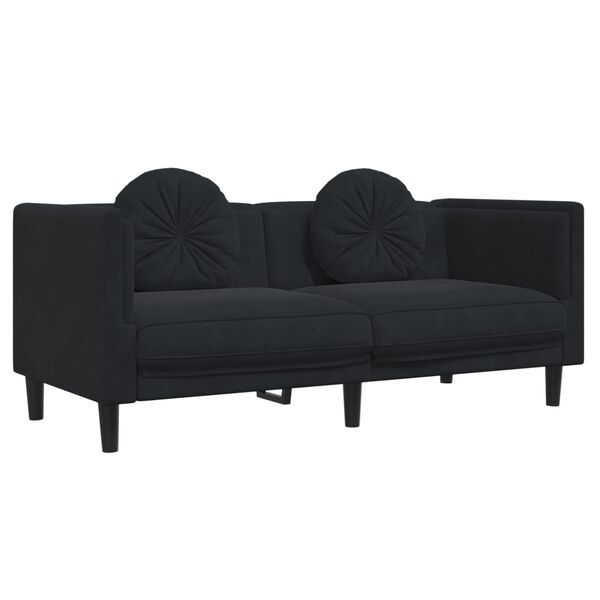 vidaXL 2 Piece Sofa Set with Pillows Black Velvet