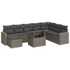 vidaXL 9 Piece Garden Sofa Set with Cushions Grey Poly Rattan