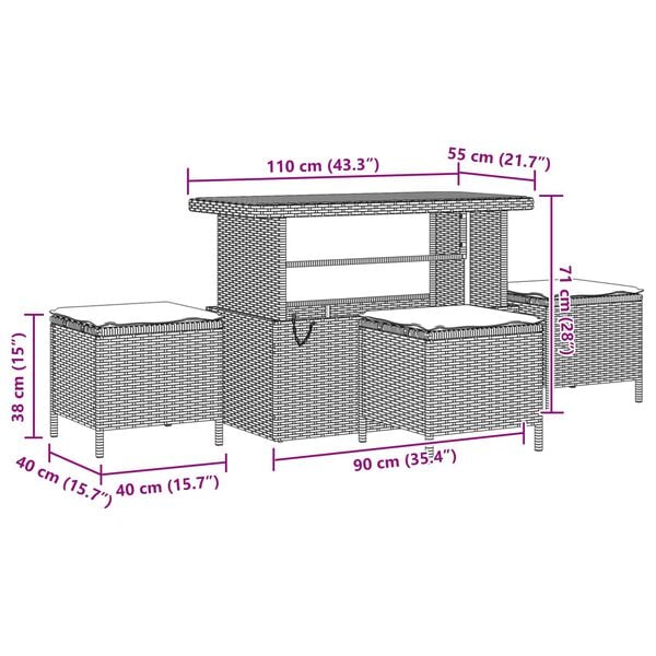 vidaXL Garden Sofa Set with Cushion 10 pcs Black Poly rattan