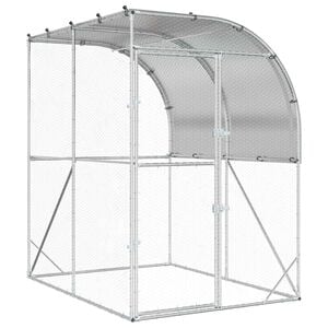 vidaXL Chicken Coop Silver 200 x 100 x 215 cm Galvanised Steel
