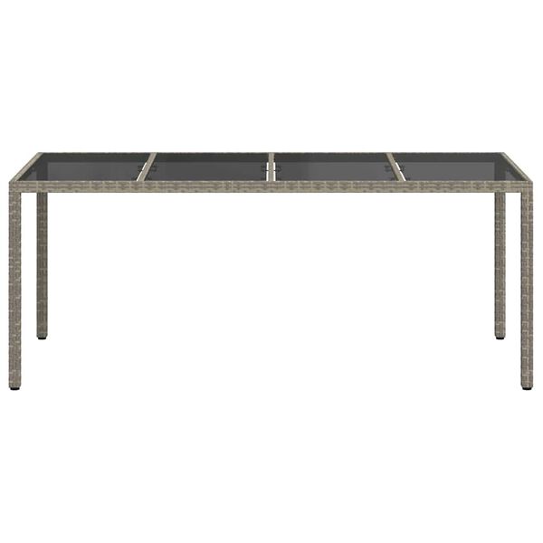 vidaXL Garden Table Grey 190x90x75 cm Tempered Glass and Poly Rattan