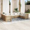vidaXL 9 Piece Garden Sofa Set with Cushions Beige Poly Rattan