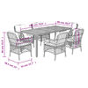 vidaXL 7 Piece Garden Dining Set with Cushions Grey Poly Rattan