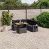 vidaXL 6 Piece Garden Sofa Set with Cushions Black Poly Rattan