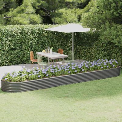 vidaXL Garden Raised Bed Powder-coated Steel 507x100x36 cm Grey