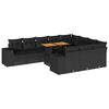vidaXL 10 Piece Garden Sofa Set with Cushions Black Poly Rattan Acacia