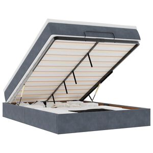 vidaXL Ottoman Bed with Mattress Dark Grey Double Velvet