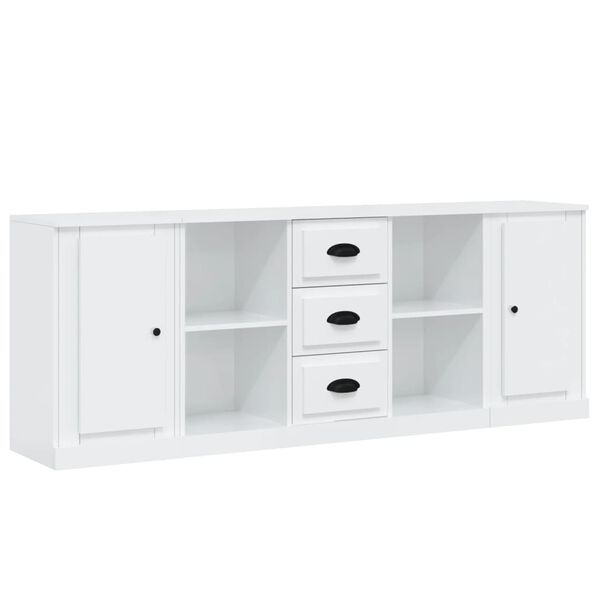 vidaXL Sideboards 3 pcs High Gloss White Engineered Wood