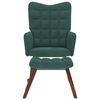 vidaXL Rocking Chair with Stool Dark Green Velvet