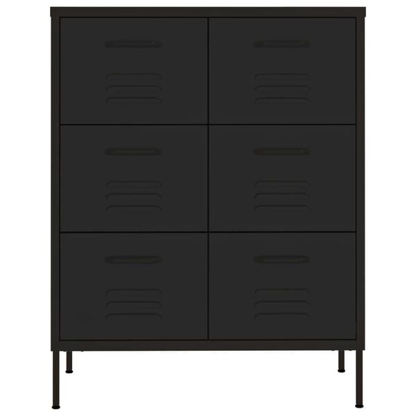 vidaXL Drawer Cabinet Black 80x35x101.5 cm Steel