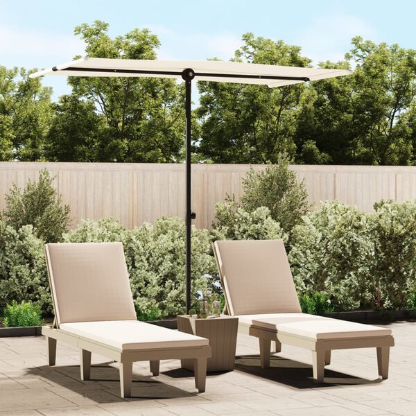 vidaXL Garden Parasol with Aluminium Pole 180x110 cm Sand White