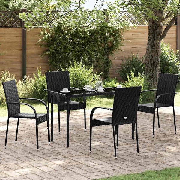vidaXL Stackable Outdoor Chairs 4 pcs Poly Rattan Black