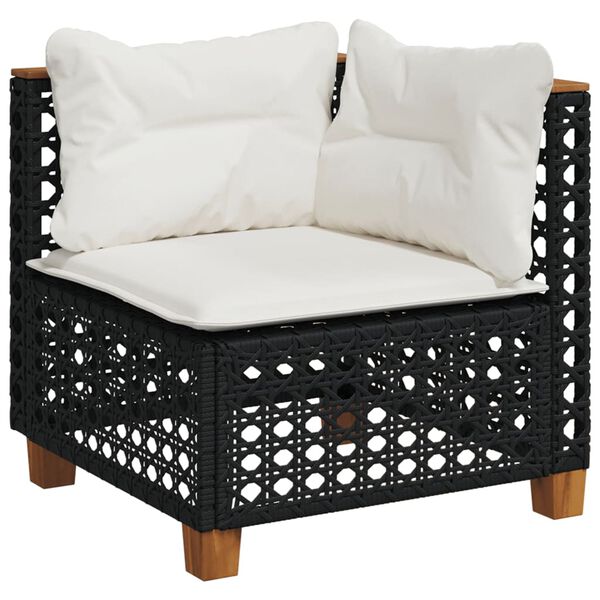 vidaXL 8 Piece Garden Sofa Set with Cushions Black Poly Rattan